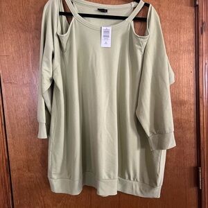 Torrid light sage Green Cold Shoulder Sweatshirt